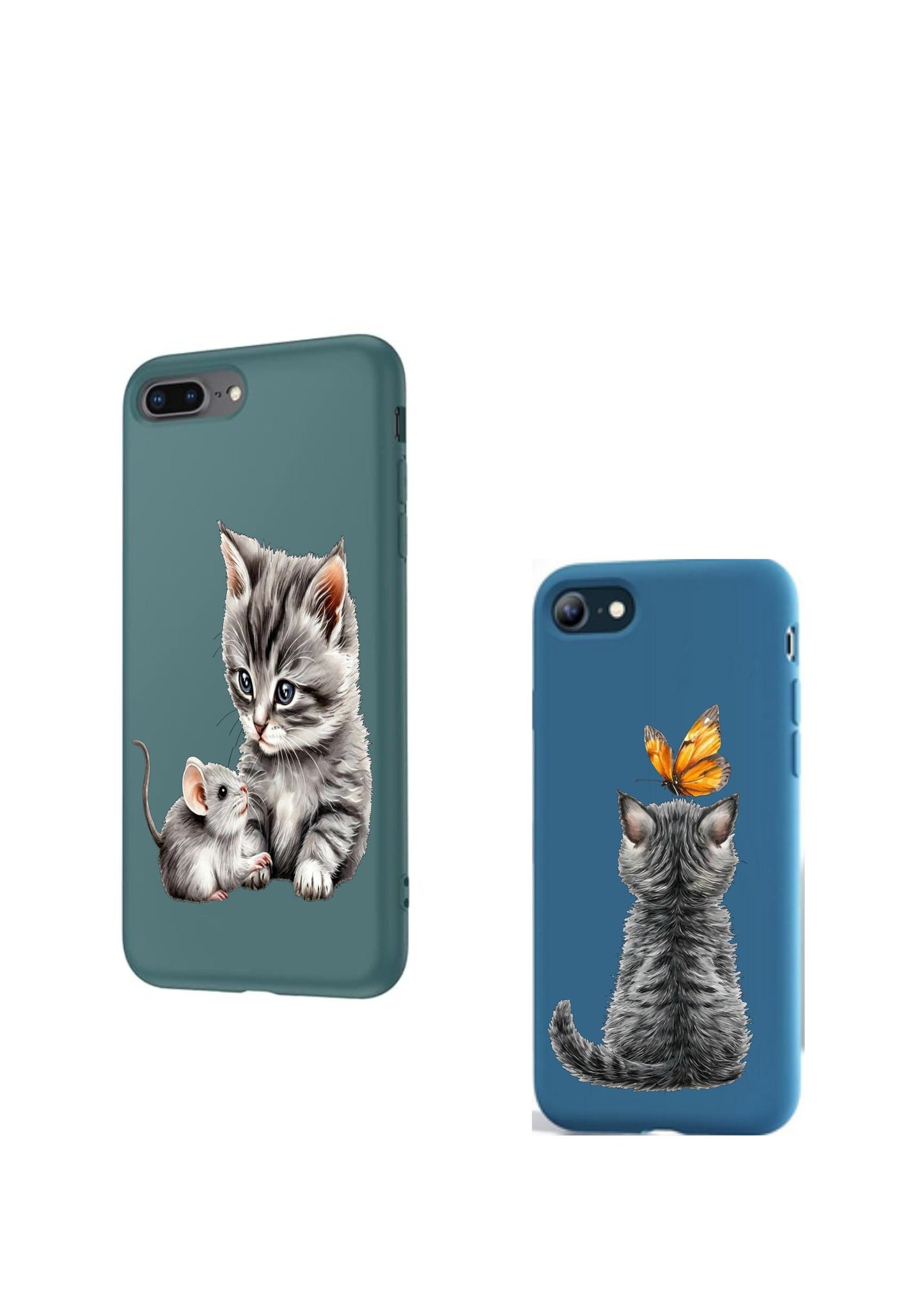 Gray Kitten and Friends Sticker Set – Cute Cat, Mouse & Butterfly Vinyl Stickers – Adorable Animal Decals for Laptop, Journals, Scrapbooking