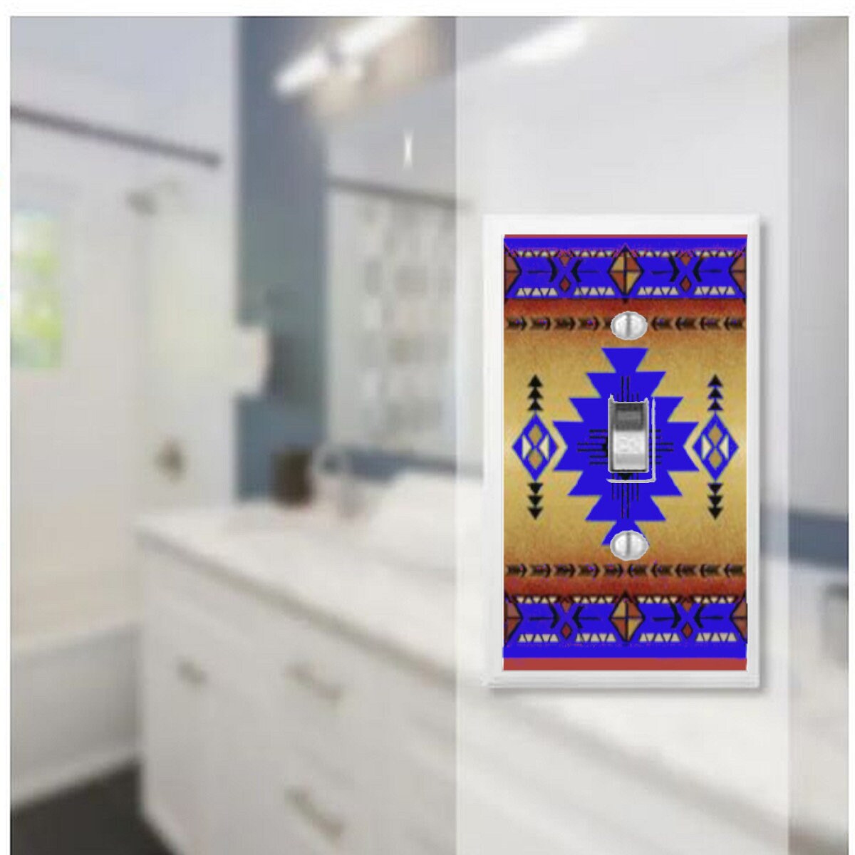 Southwestern Decor Switchplates | Cobalt Blue Pattern Outlet & Light Switch Covers | Southwest Kitchen Design | Country Kitchen Accents