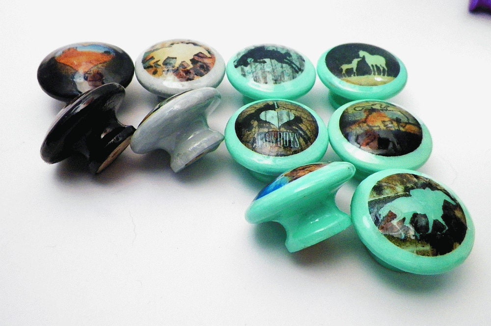 Farmhouse Charm 'I Love Horses' Dresser Knobs | Perfect for Country Home Decor n Horse Lovers | Rodeo Cowgirl Cowboy Furniture & Drawer Knob