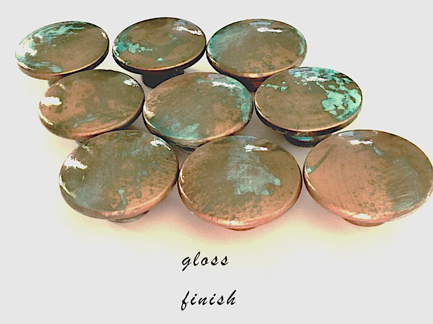 Wood Cabinet Pulls-Copper w/Green Patina, Cabinet Pulls & Knobs, Bathroom Drawer Pulls, Kitchen Cabinet Hardware, FAUX Copper Cabinet Pulls