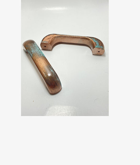 Wood Cabinet Pulls-Copper w/Green Patina | Bathroom & Kitchen Hardware |  Cabinet Knobs | Kitchen Cabinet Hardware | FAUX Copper