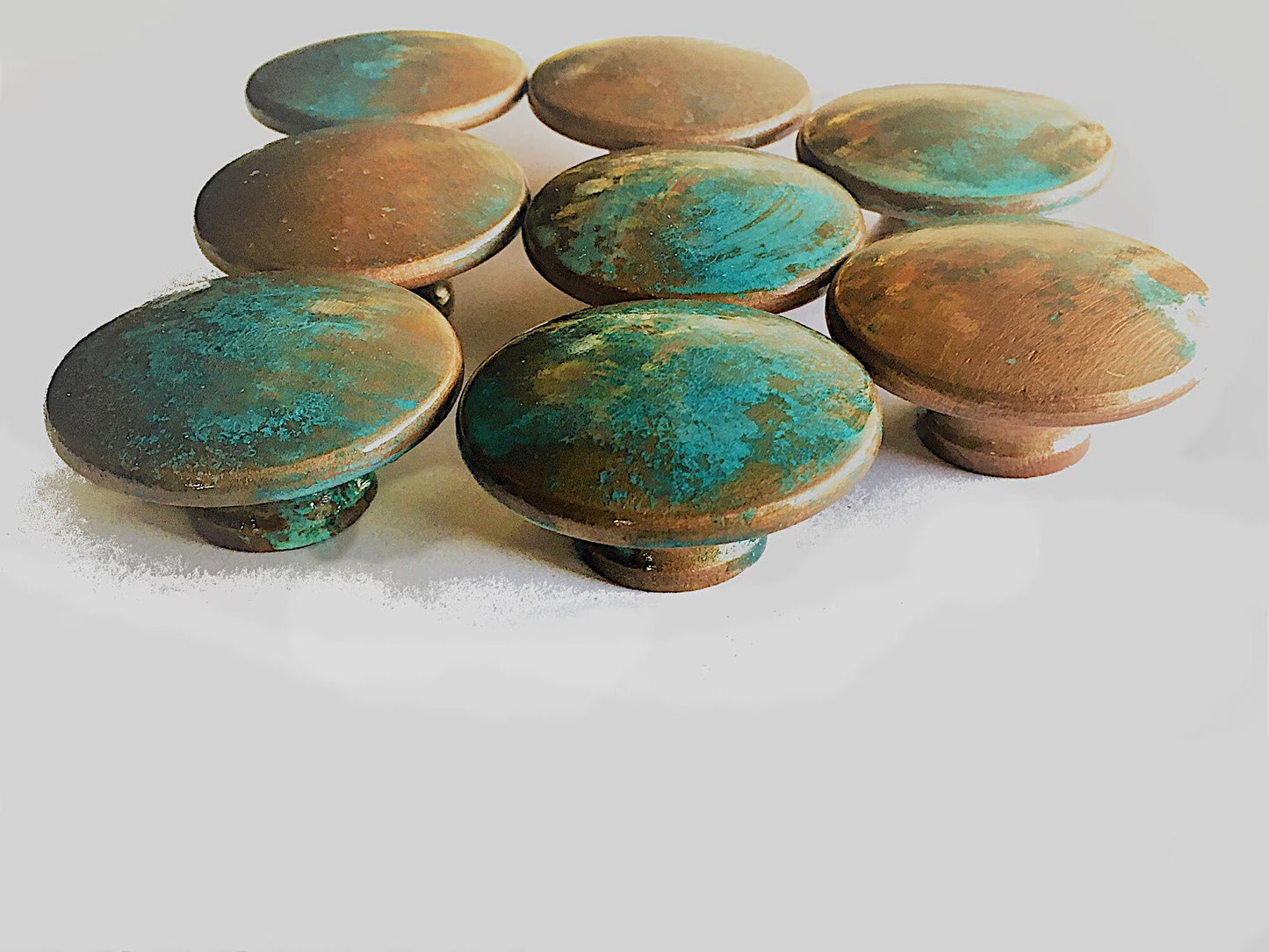 Wood Cabinet Pulls-Copper w/Green Patina, Cabinet Pulls & Knobs, Bathroom Drawer Pulls, Kitchen Cabinet Hardware, FAUX Copper Cabinet Pulls