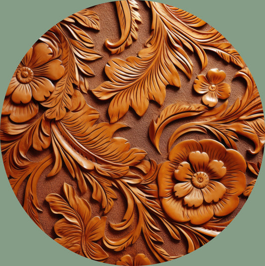 Rustic Coasters Set, 3D Print Tooled Leather | Rustic Floral Handmade Drink Coasters | Western Home Decor | Gift for Coffee or Bar Lovers