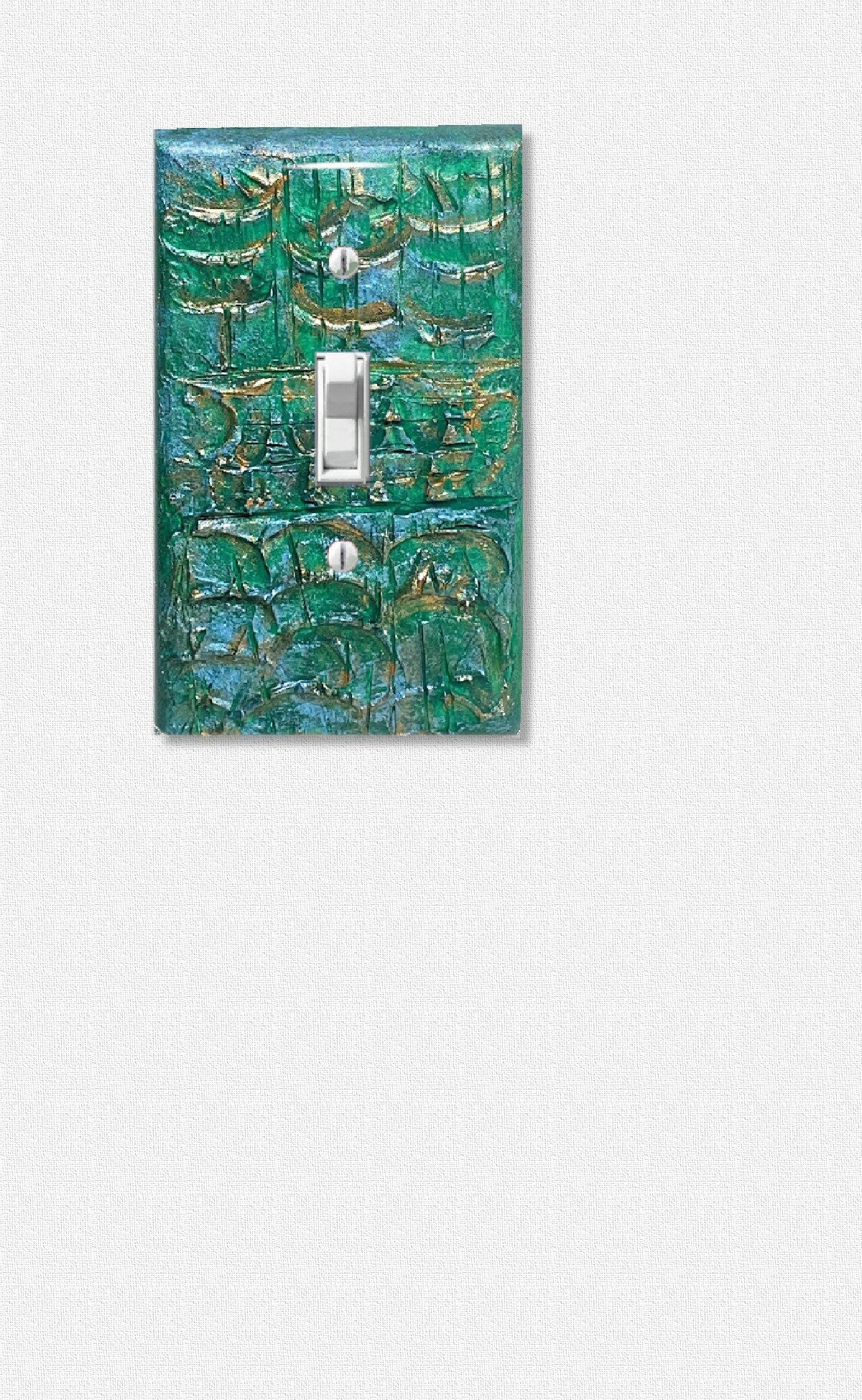 Ocean Colors 3D Switch Cover, Emerald Green Ocean Waves, Embossed Outlet Cover, Beach House & Lake House Decor, Nautical Green, Wall Plate