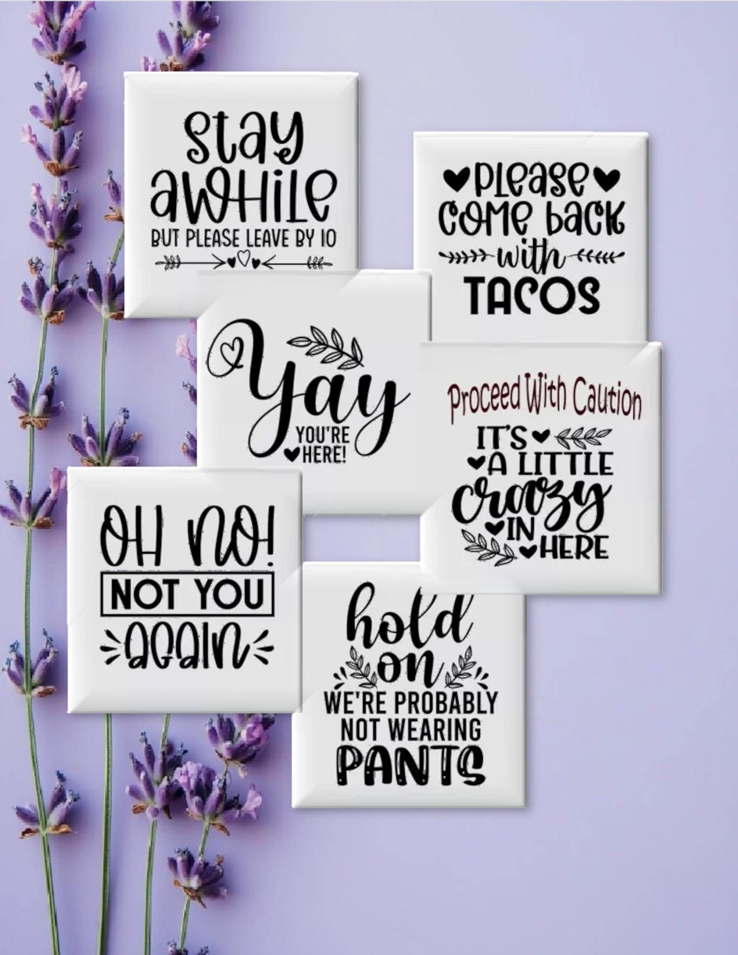 Sarcastic Welcome Coasters Set of 4 or 6 | Square Ceramic 4" Cork Back Drink Coasters| Kitchen/Dining Table Decor, Funny Coasters-Drink Mats