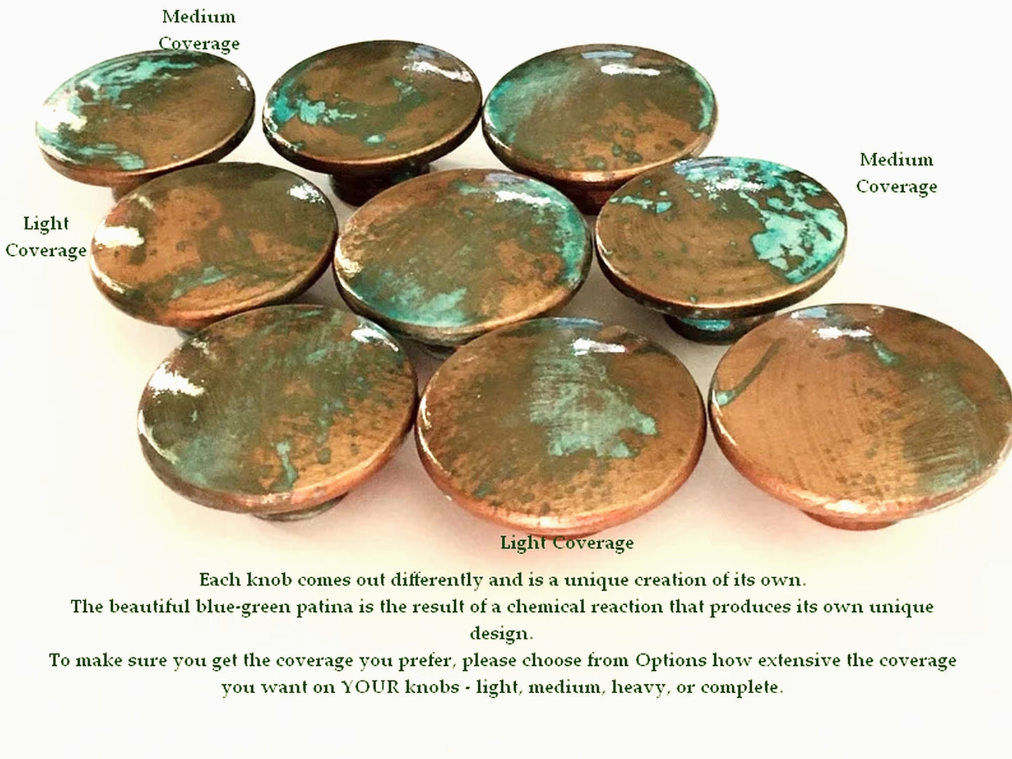 Wood Cabinet Pulls-Copper w/Green Patina, Cabinet Pulls & Knobs, Bathroom Drawer Pulls, Kitchen Cabinet Hardware, FAUX Copper Cabinet Pulls