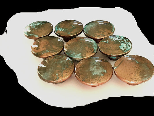 Faux Copper Patina Knobs-Handcrafted Turquoise Hardware for Cabinets & Dressers