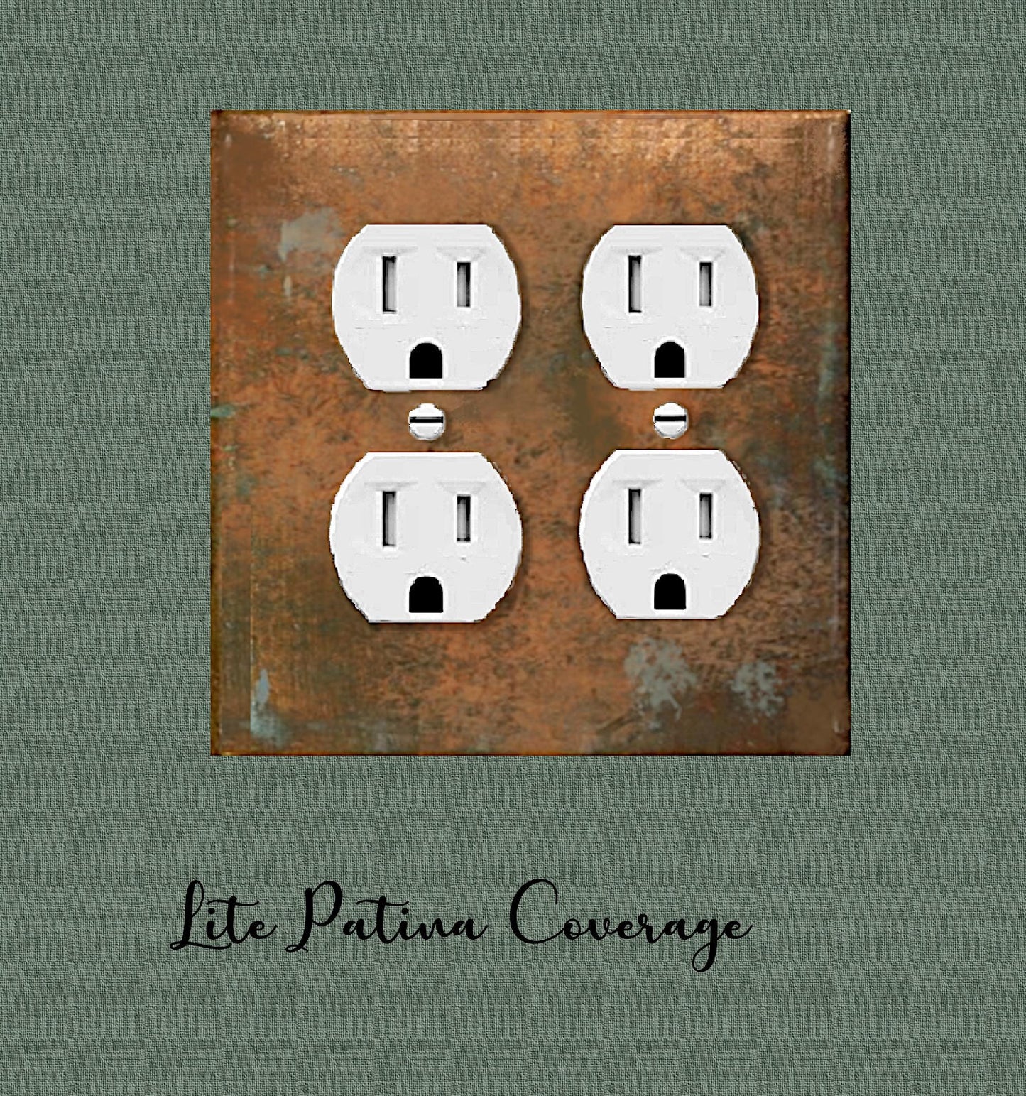 Rustic Patina Light Switch Covers – Industrial Farmhouse Copper Plates, Aged Copper with Blue-Green Verdigris Patina- Metal or Thermoplastic