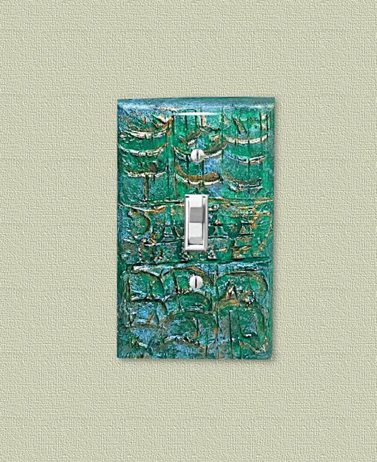 Ocean Colors 3D Switch Cover, Emerald Green Ocean Waves, Embossed Outlet Cover, Beach House & Lake House Decor, Nautical Green, Wall Plate