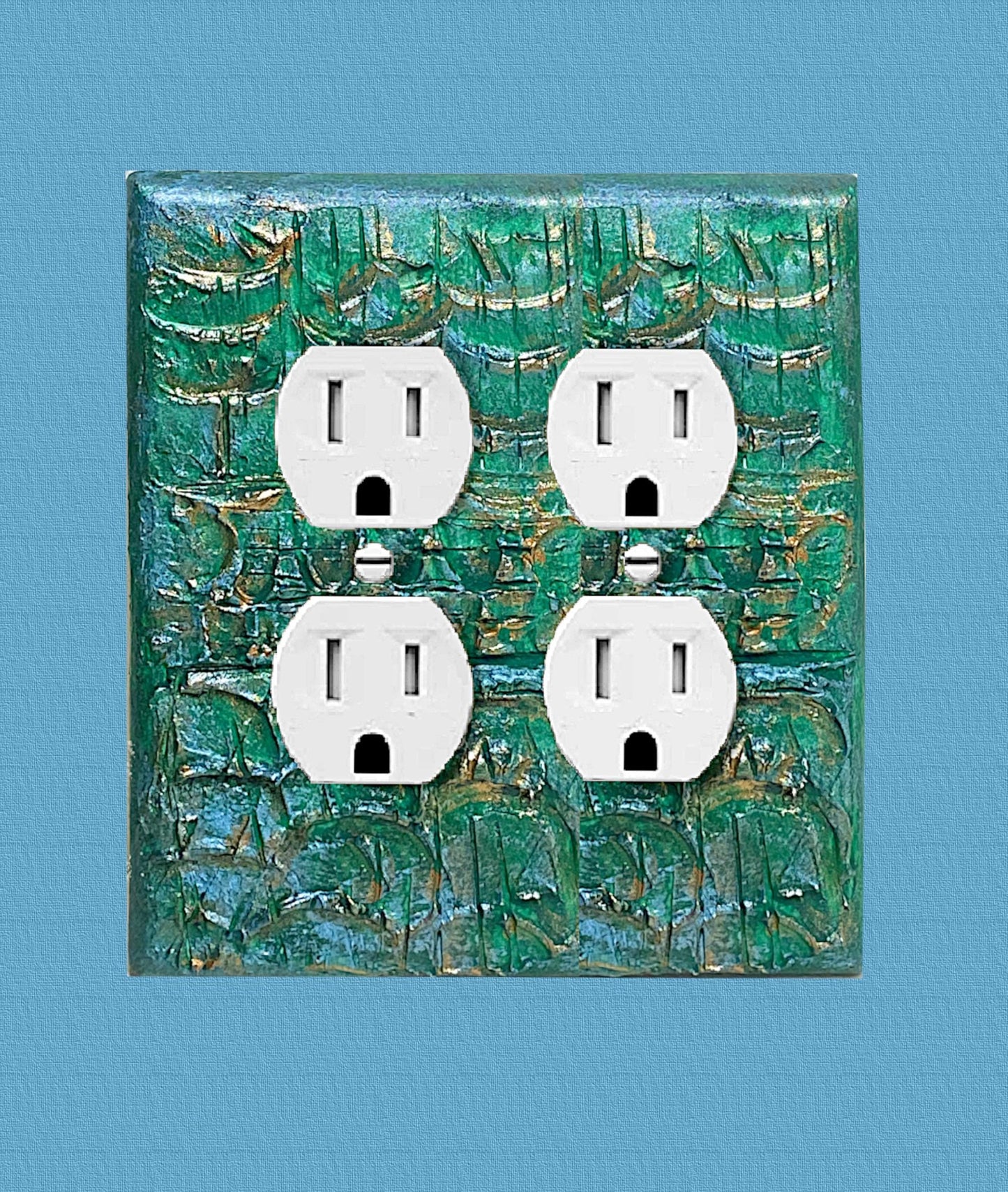 Ocean Colors 3D Switch Cover, Emerald Green Ocean Waves, Embossed Outlet Cover, Beach House & Lake House Decor, Nautical Green, Wall Plate