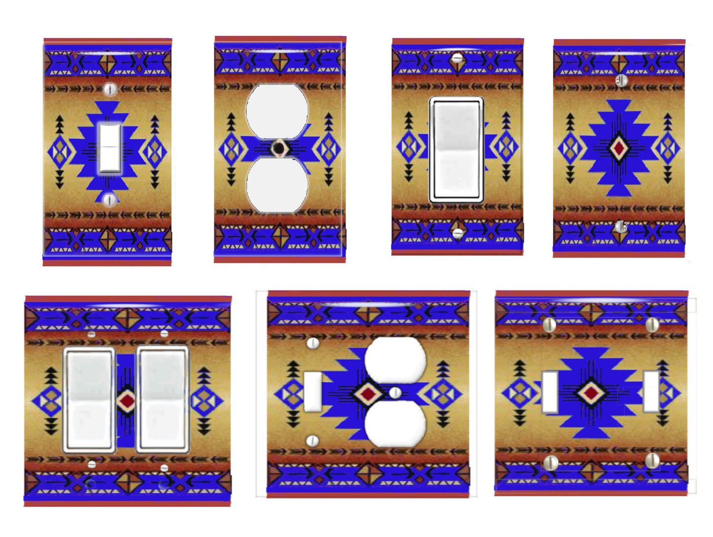 Southwestern Decor Switchplates | Cobalt Blue Pattern Outlet & Light Switch Covers | Southwest Kitchen Design | Country Kitchen Accents