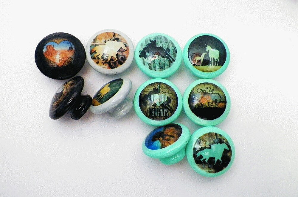 Farmhouse Charm 'I Love Horses' Dresser Knobs | Perfect for Country Home Decor n Horse Lovers | Rodeo Cowgirl Cowboy Furniture & Drawer Knob