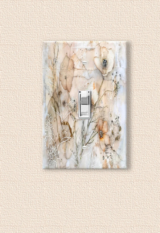 Grunge White & Beige Watercolor Print Switch Plate Cover, Perfect Wall Decor for Bedroom or Office, Kitchen, Bathroom or Bedroom Wall Plate