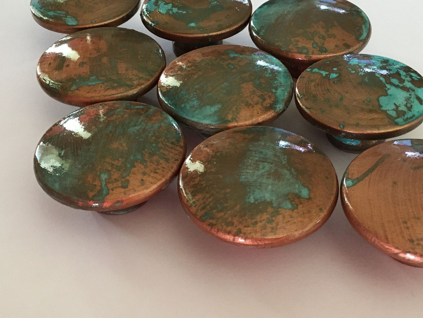 Faux Copper Patina Knobs-Handcrafted Turquoise Hardware for Cabinets & Dressers