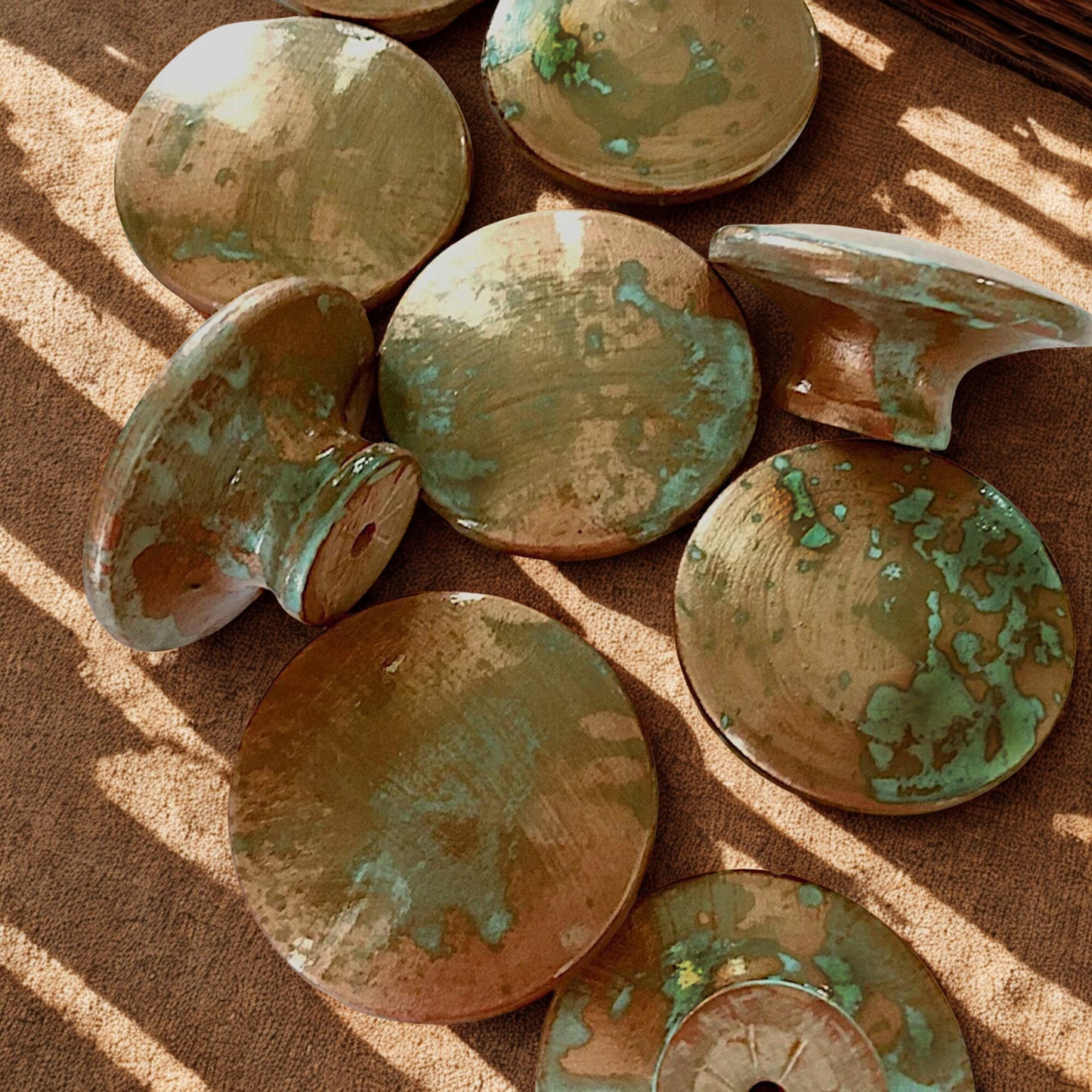 Faux Copper Patina Knobs-Handcrafted Turquoise Hardware for Cabinets & Dressers